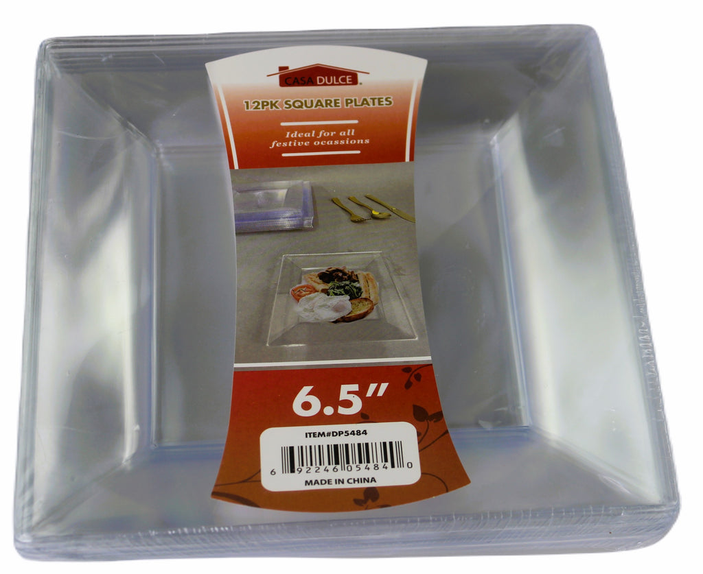 DP5484 - Square Plate 12pk- 6.5 in Clear