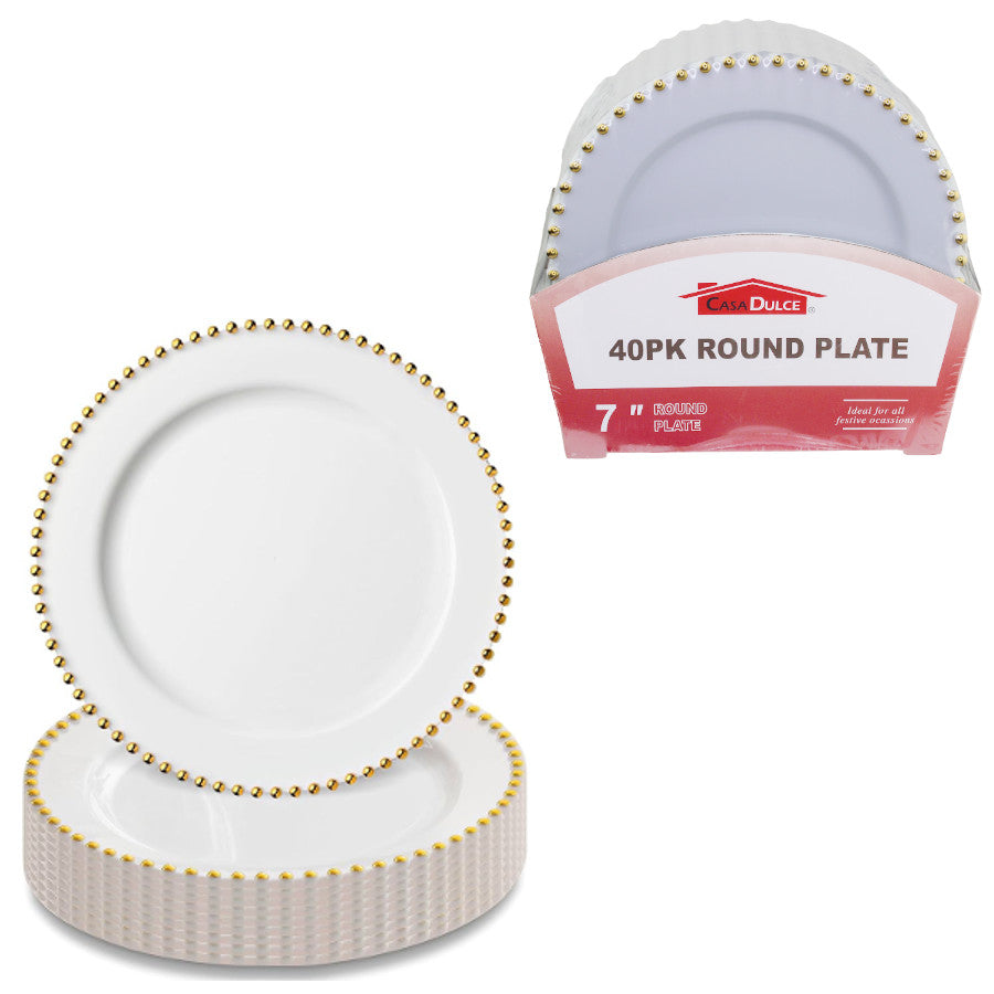DP381 - Gold Beaded Plate 7 In-40 Pc Set
