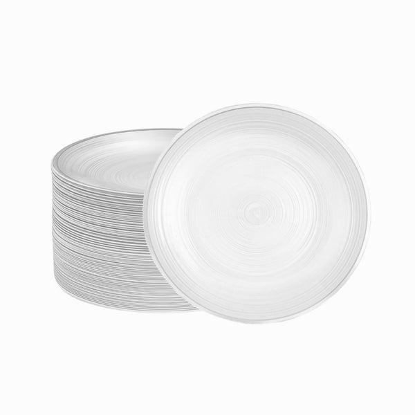 DP386 - Clear Plate Silver Rim-40pc Set-7in