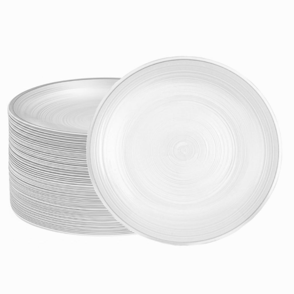 DP389 - Clear Plate Silver Rim-40pc Set-10in