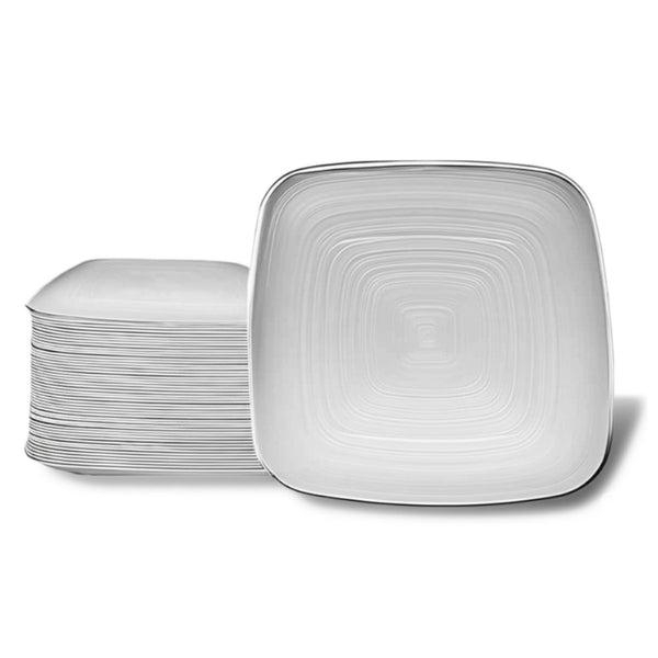 DP395 - Clear Square Plate Silver-40pc Set-10in