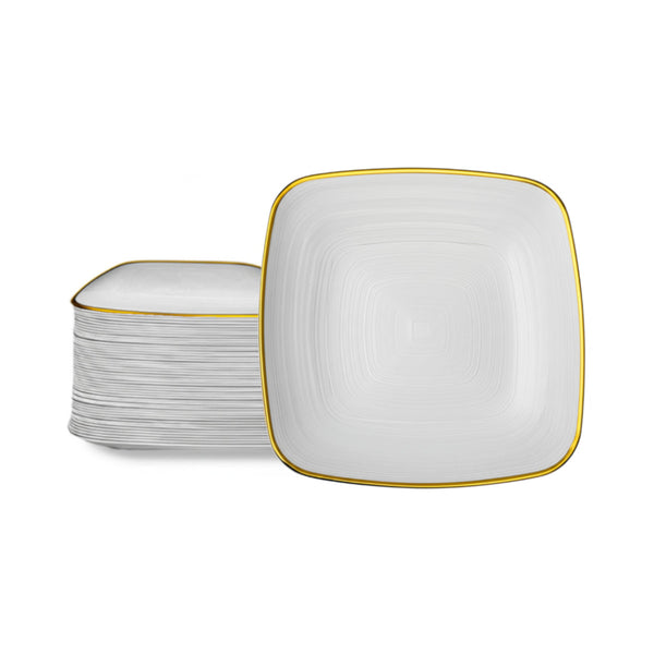 DP401 - Clear Sq Plate Gold Rim-40pc Set-7in