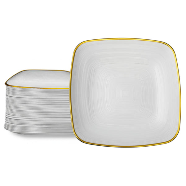 DP402 - Clear Sq Plate Gold Rim-40pc Set-10in