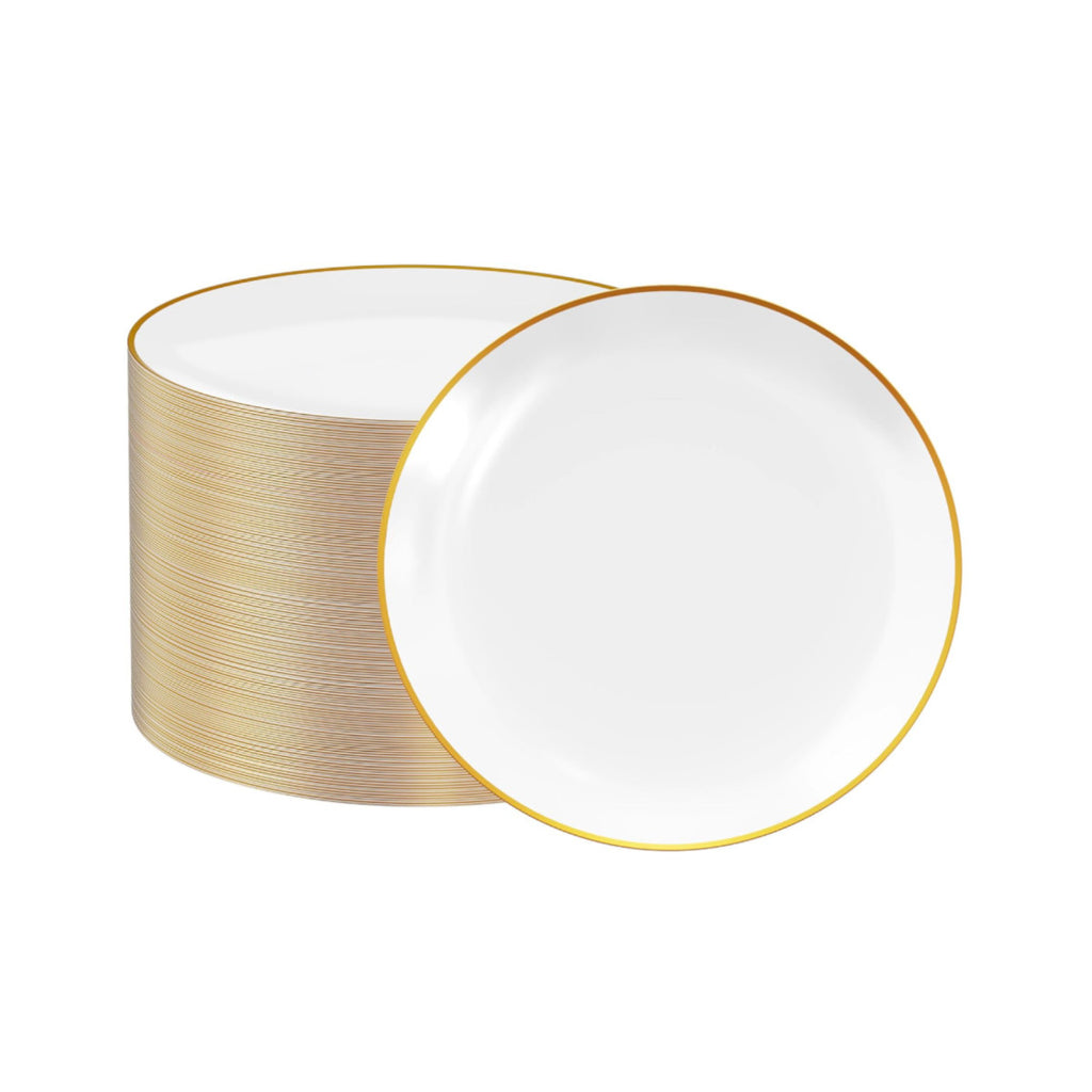 DP409 - White Plate Gold Rim-40pc Set-10in