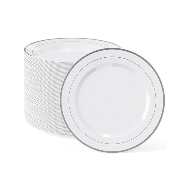 DP5265 - Dinner Plate 50pk-Silver Band-10.25in
