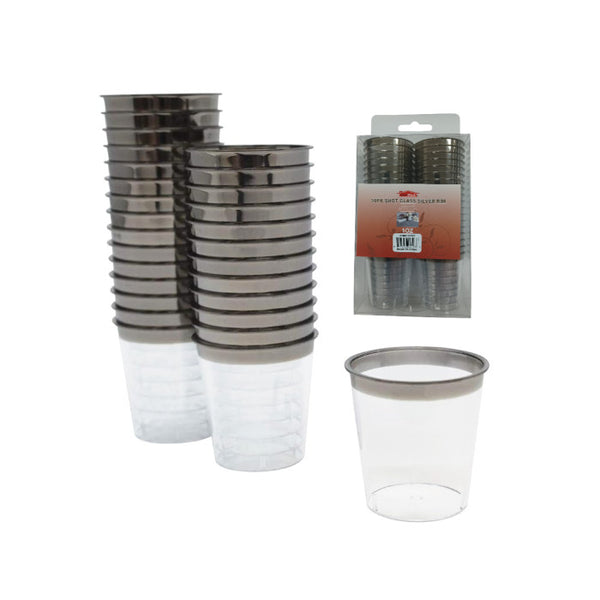 DP527 - Shot Glass 1Oz Silver Rim-36 Pc