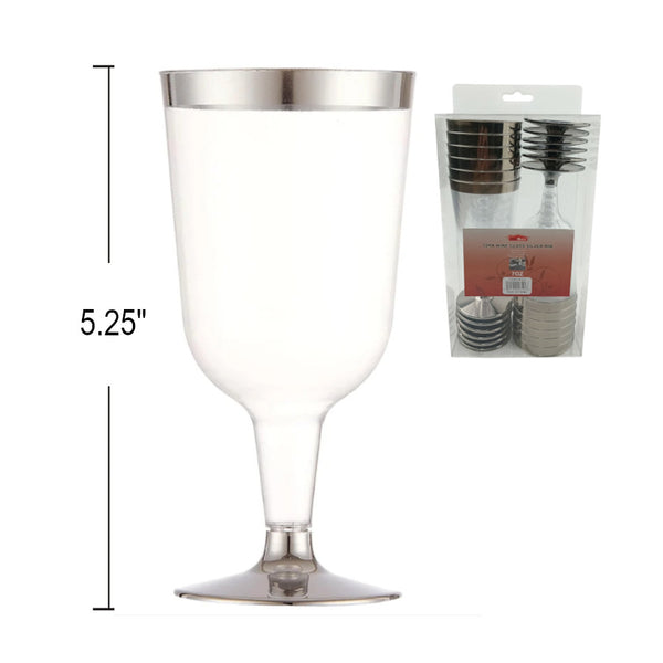 DP529 - Wine Glass 7Oz  Silver Stripe-12 Pc