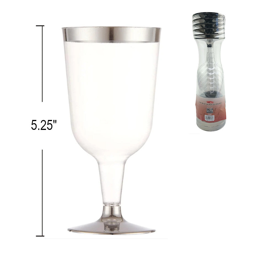 DP530 - Wine Glass 7Oz Silver Rim-6 Pc