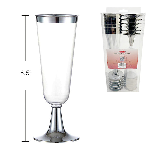 DP531 - Flute 5Oz Silver Rim-12 Pc