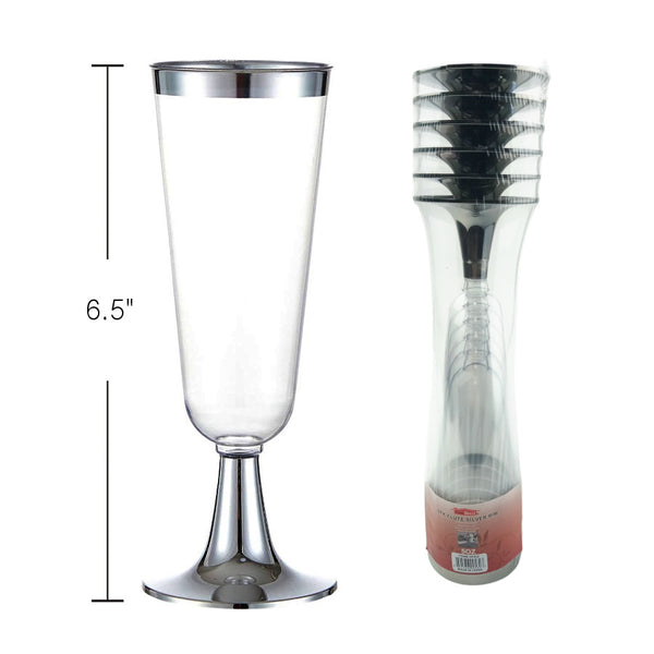 DP532 - Flute 5Oz Silver Rim-6 Pc