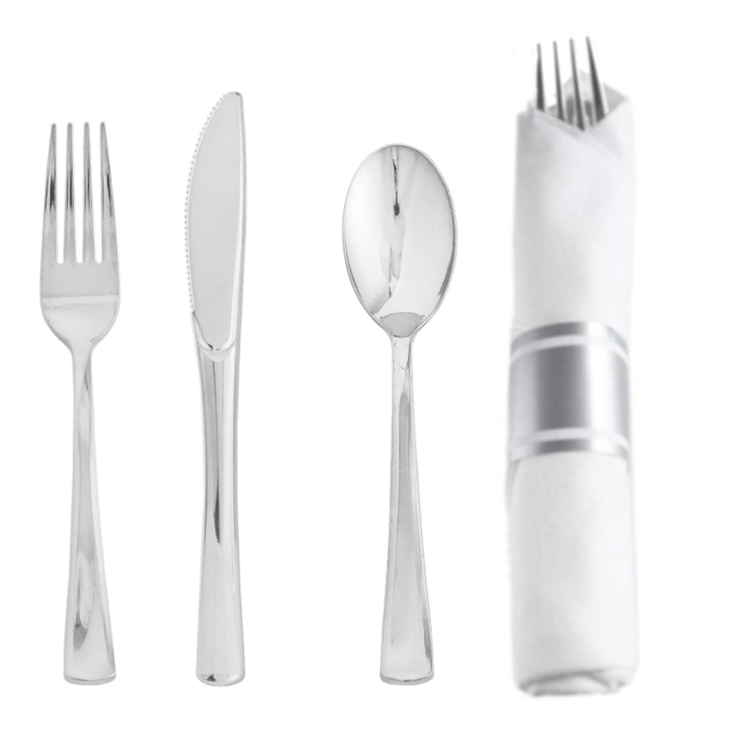 DP5372 - Prerolled Cutlery-10 pc Set Silver
