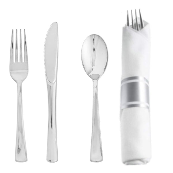 DP5372 - Prerolled Cutlery-10 pc Set Silver
