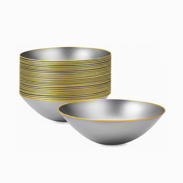 DP5434 - Silver Bowl Gold Rim-12pk-16oz