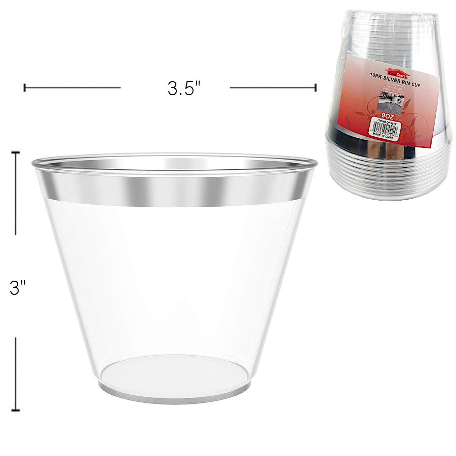 DP5512 - Silver Rim Cup 10Pk-9 Oz