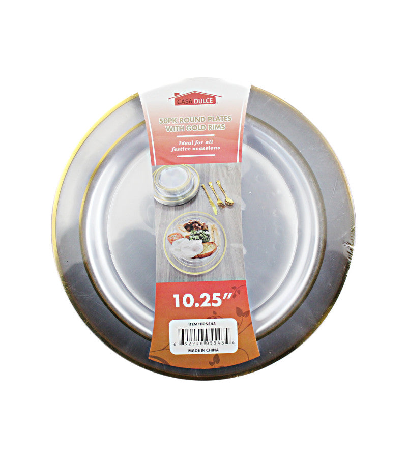 DP5543 - Dinner Plate 50Pk - Clear Gold Rim