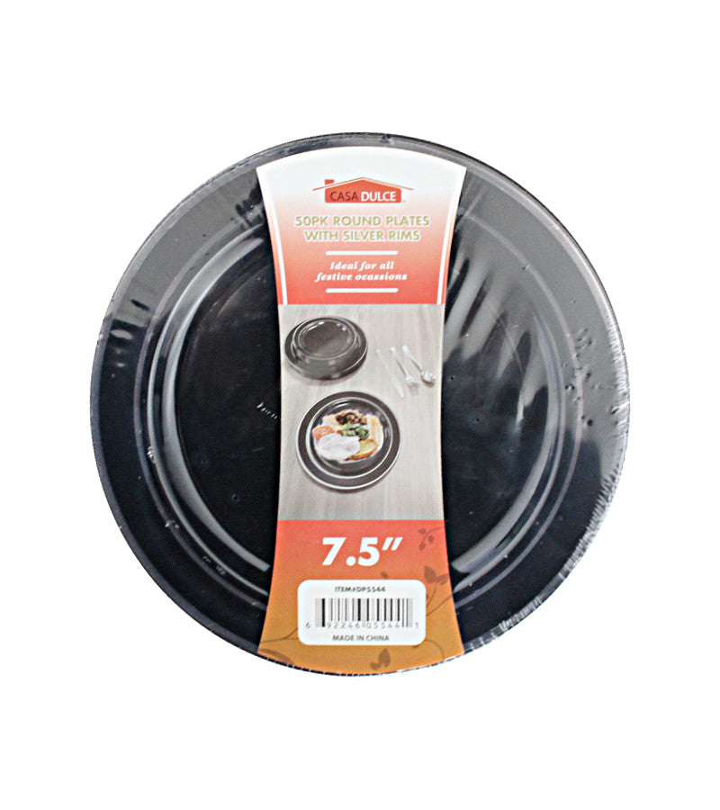 DP5544 - Salad Plate 50Pk - Black Silver Rim