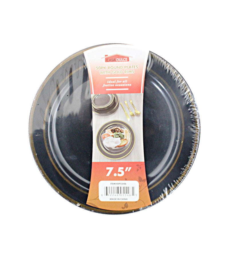 DP5546 - Salad Plate 50Pk - Black Gold Rim