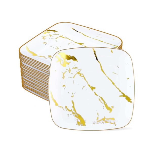 DP5549 - Square Plate 12Pk - 8.5In - White Marble