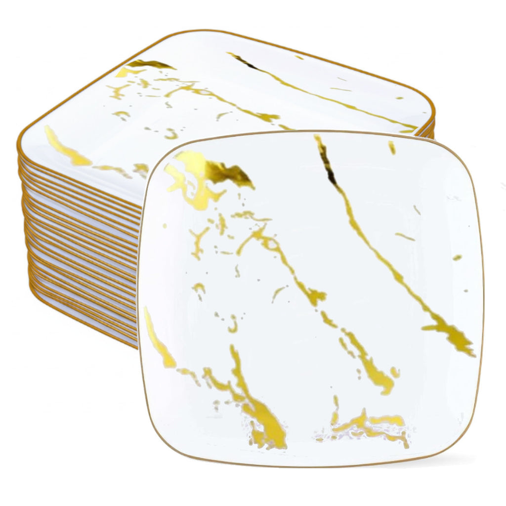 DP5550 - Square Plate 12Pk - 10In White Marble