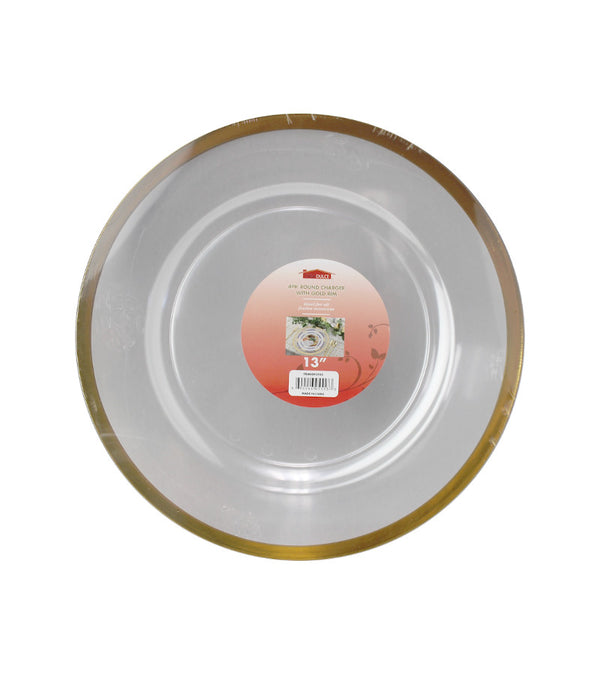 DP5553 - Charger Plate 4Pk - 13In Clear Gold Rim