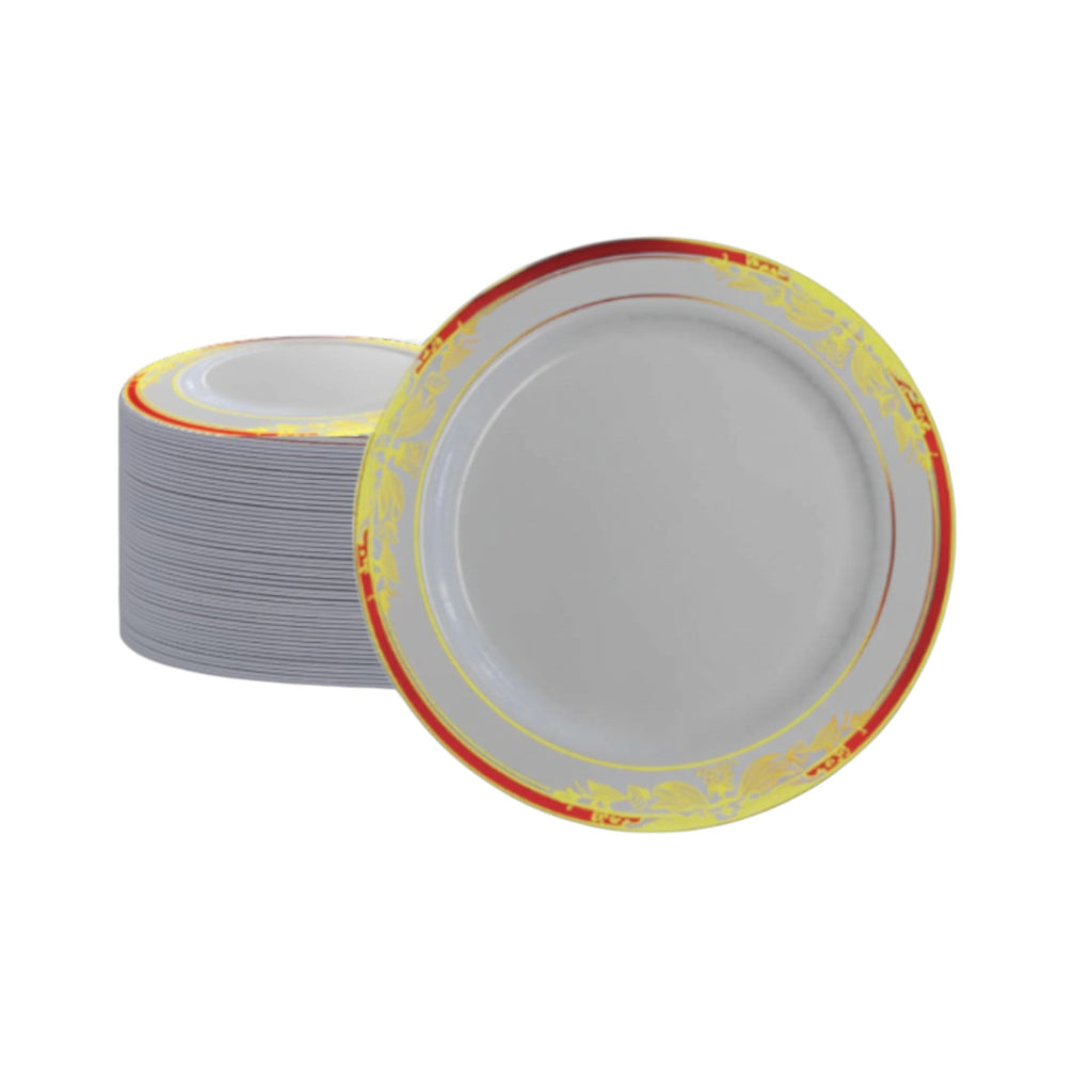 DP5554 - Salad Plate-40pk-White Red Deco-7.5in
