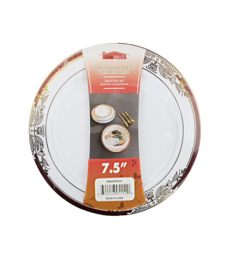 DP5554 - Salad Plate 40Pk - White Red Deco