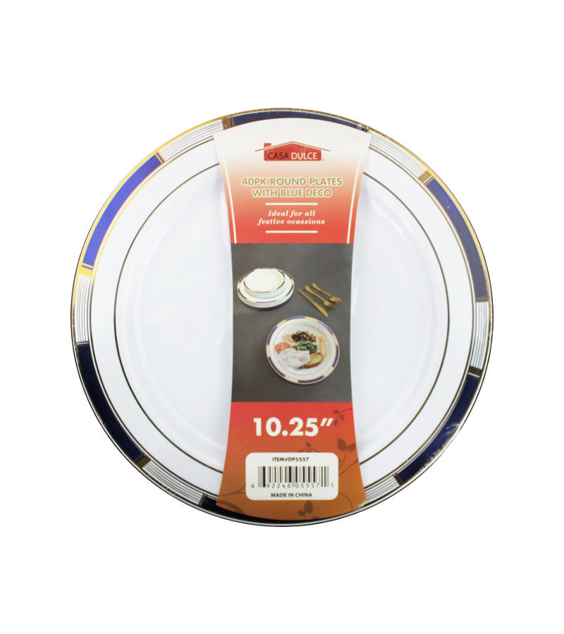 DP5557 - Dinner Plate 40Pk - White Blue Deco