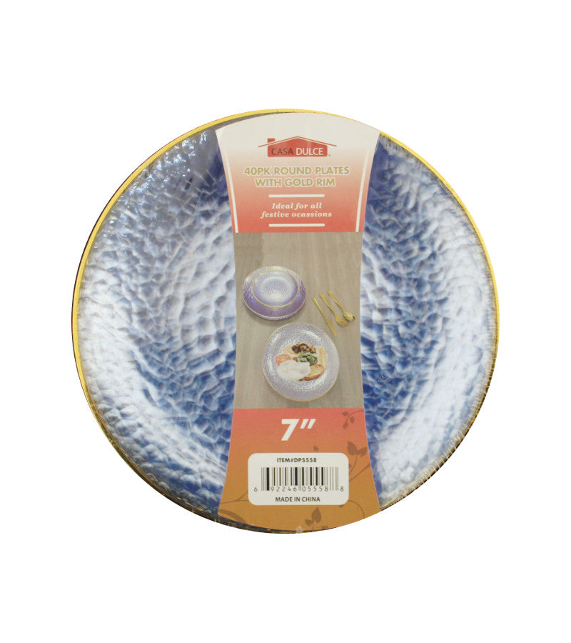 DP5558 - Salad Plate 40Pk - Clear Blue Gold