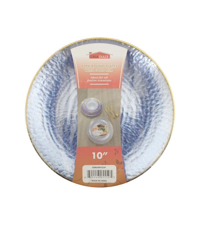 DP5559 - Dinner Plate 40Pk - Clear Blue Gold