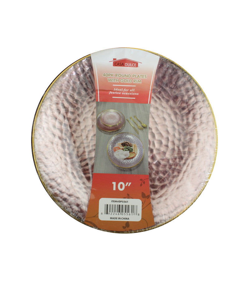 DP5561 - Dinner Plate 40Pk - Clear Pink Gold