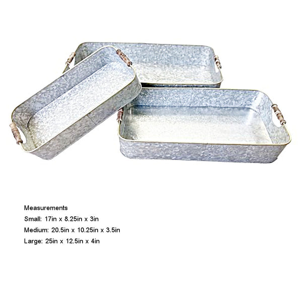 EN34074 - Square Galvanized Tray-3 Pc Set