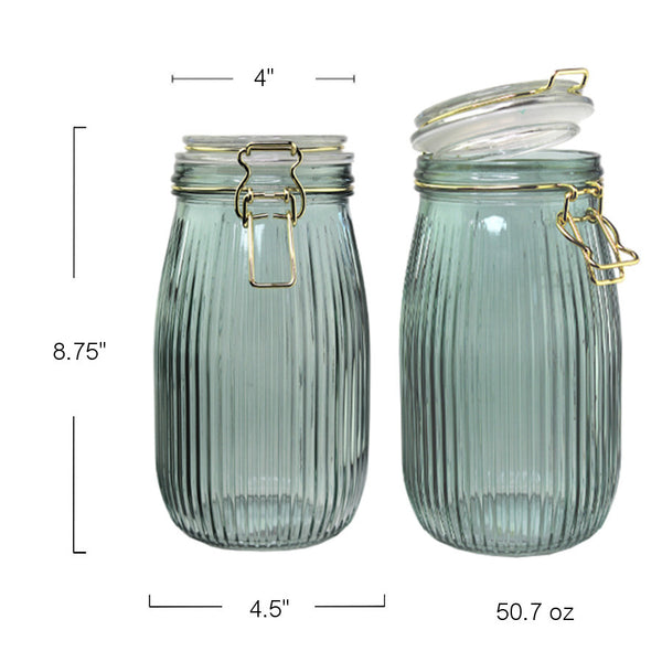 GJ464 - Green Jar Golden Latch-1.5 Liter
