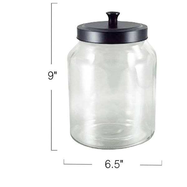 GJ5480 - Glass Jar W-Black Lid- 3 Liter