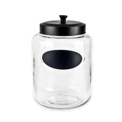 GJ5482 - Glass Jar W-Black Lid Decal-3 Liter