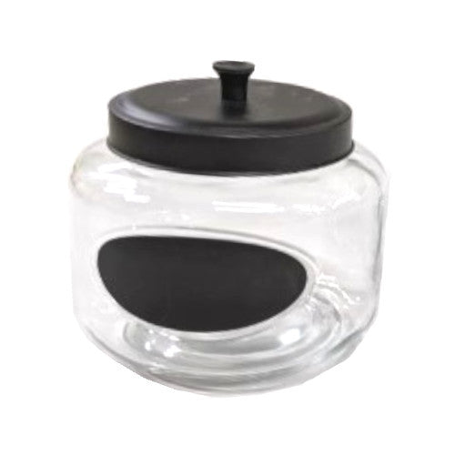 GJ5483 - Glass Jar W-Black Lid Decal- 2 Liter
