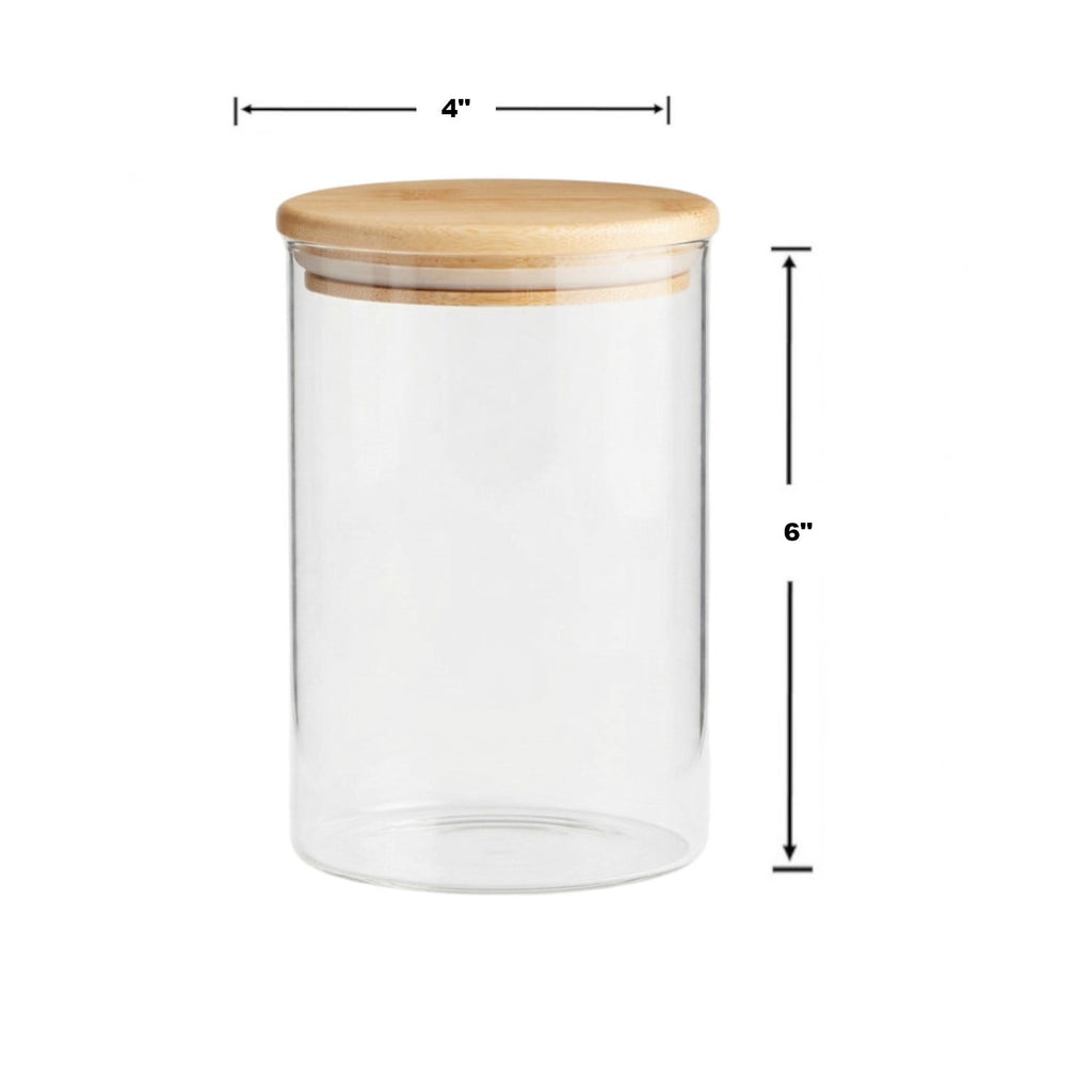 GJ559 - Glass Jar Bamboo Top-4X6 In