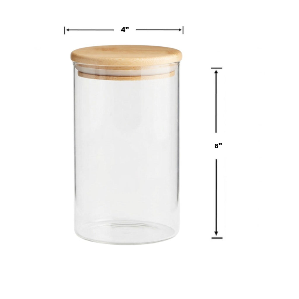 GJ560 - Glass Jar Bamboo Top- 4X8 In
