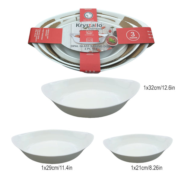 OP5623 - Oval Opal Glass Baking Dish-3 Pc Set