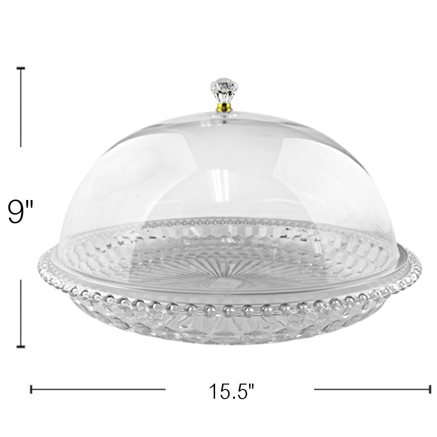 PL318 - Plastic Cake Plate With Dome 15.5X9In