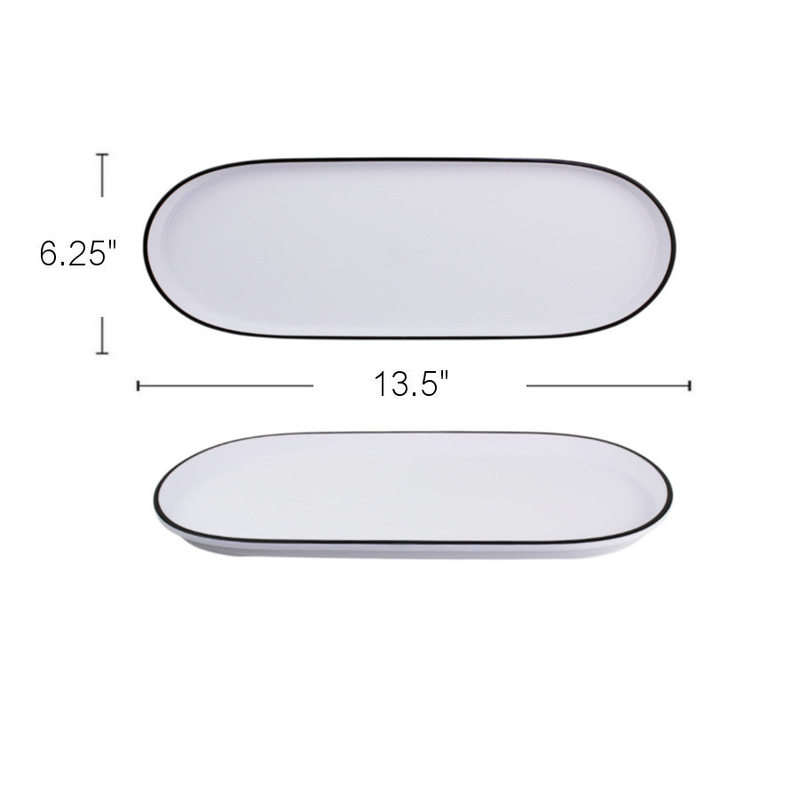 PL570 - White Tray Black Rim-34X15.5 Cm