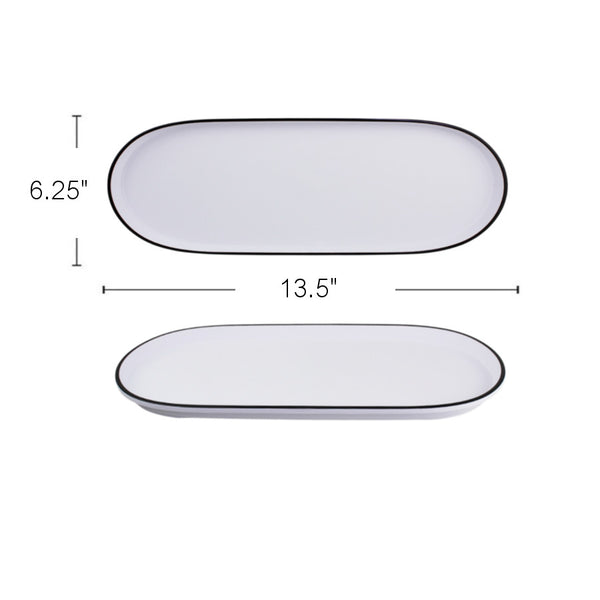 PL570 - White Tray Black Rim-34X15.5 Cm