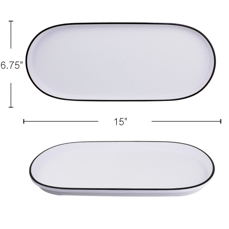 PL571 - White Tray Black Rim-37.5X17 Cm