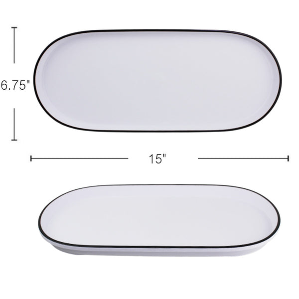 PL571 - White Tray Black Rim-37.5X17 Cm