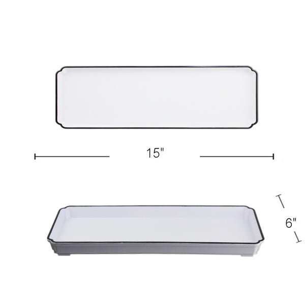 PL572 - White Tray Black Rim-38 X 15 Cm