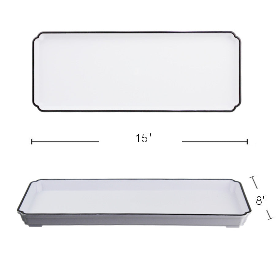 PL573 - White Tray Black Rim- 37 X 20 Cm