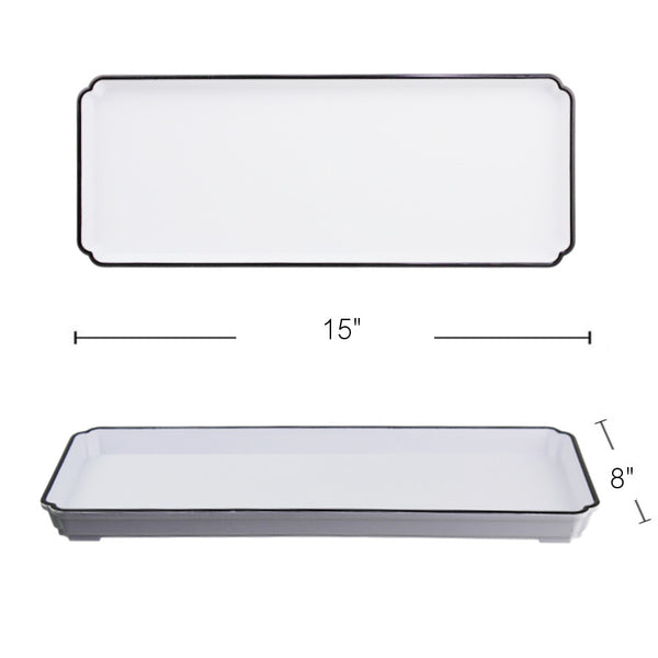 PL573 - White Tray Black Rim- 37 X 20 Cm