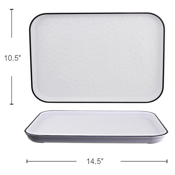 PL574 - White Tray Black Rim -37 X 26.5 Cm