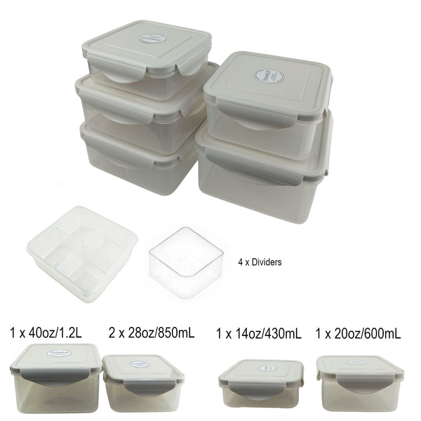 SIU103G - 5 Pc Square Storage Set-Gray