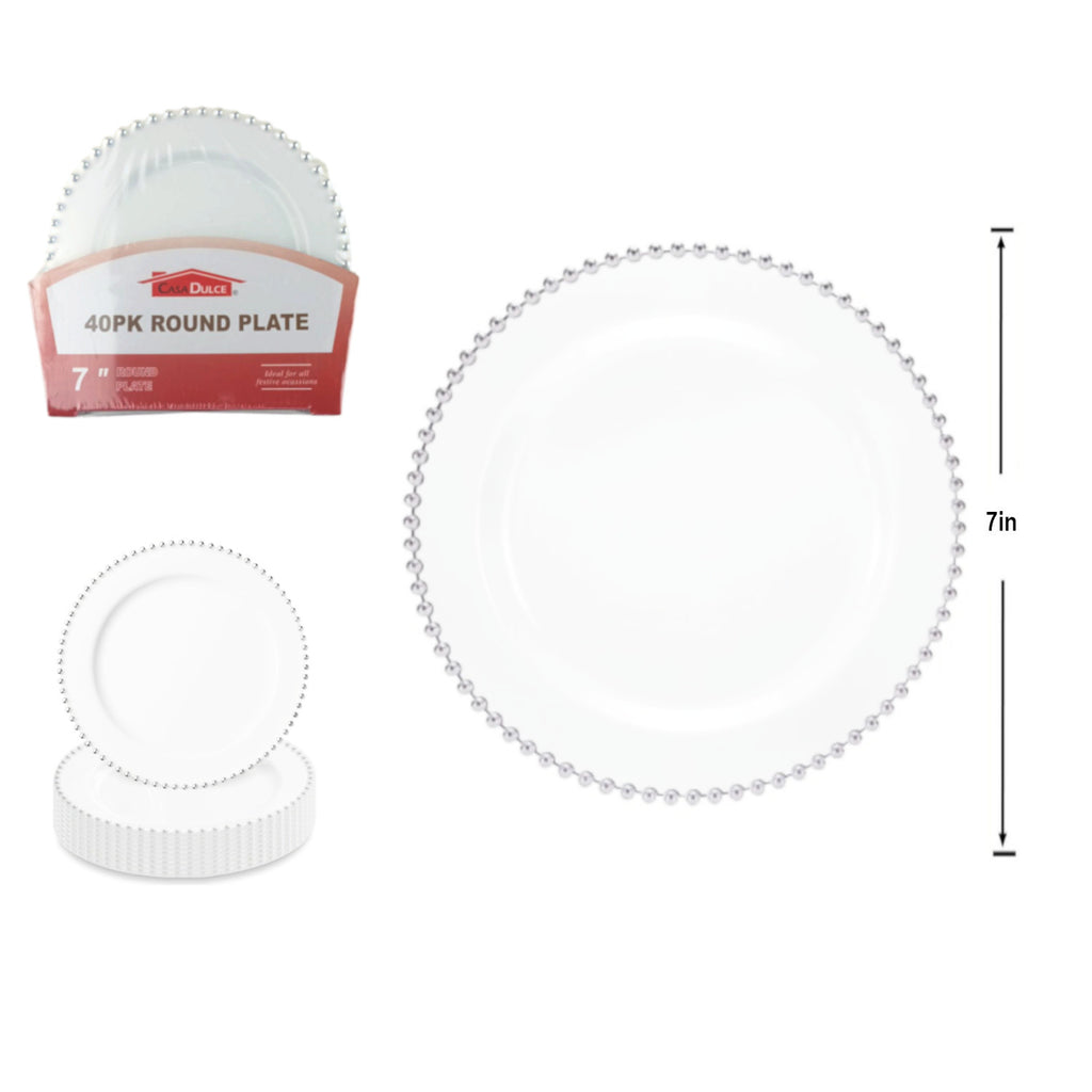 DP377 - Silver Beaded Plate 7 In-40 Pc Set