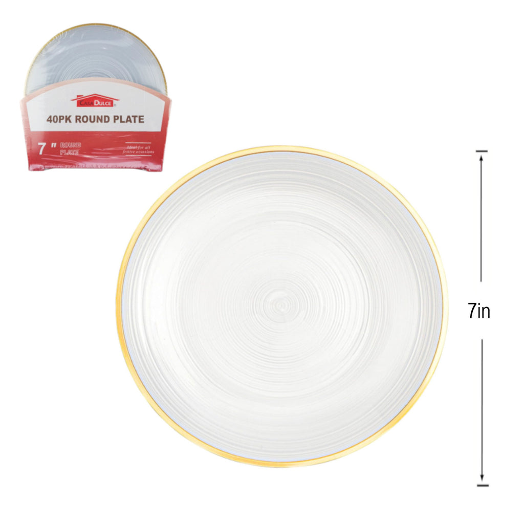 DP390 - Clear Plate Gold Rim 7 In-40 Pc Set